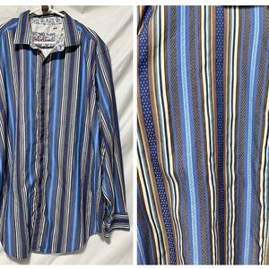 Robert Graham Multicolor Striped Button Down Shirt | 2XLT | Luxe Menswear